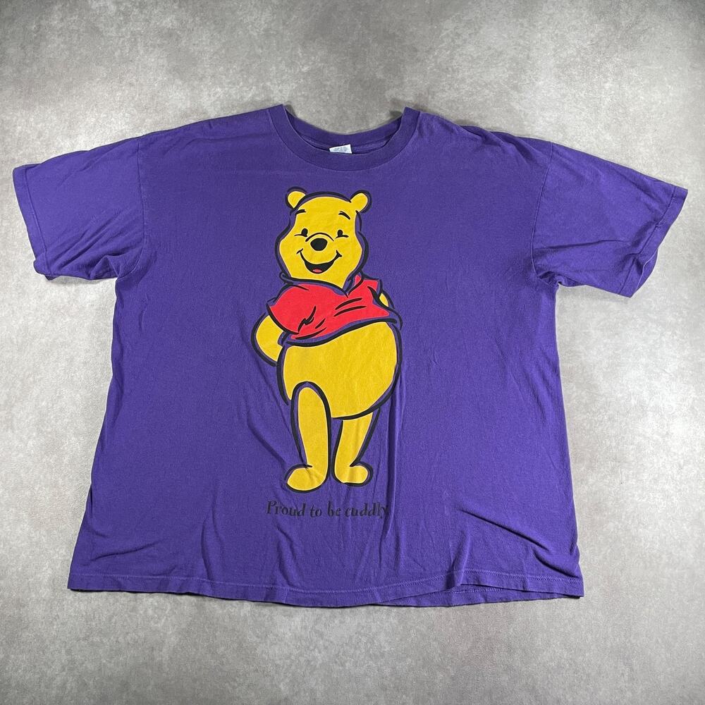 90's Disney Winnie The Pooh Proud to Be Cuddly Graphic T-Shirt Purple 2XL
